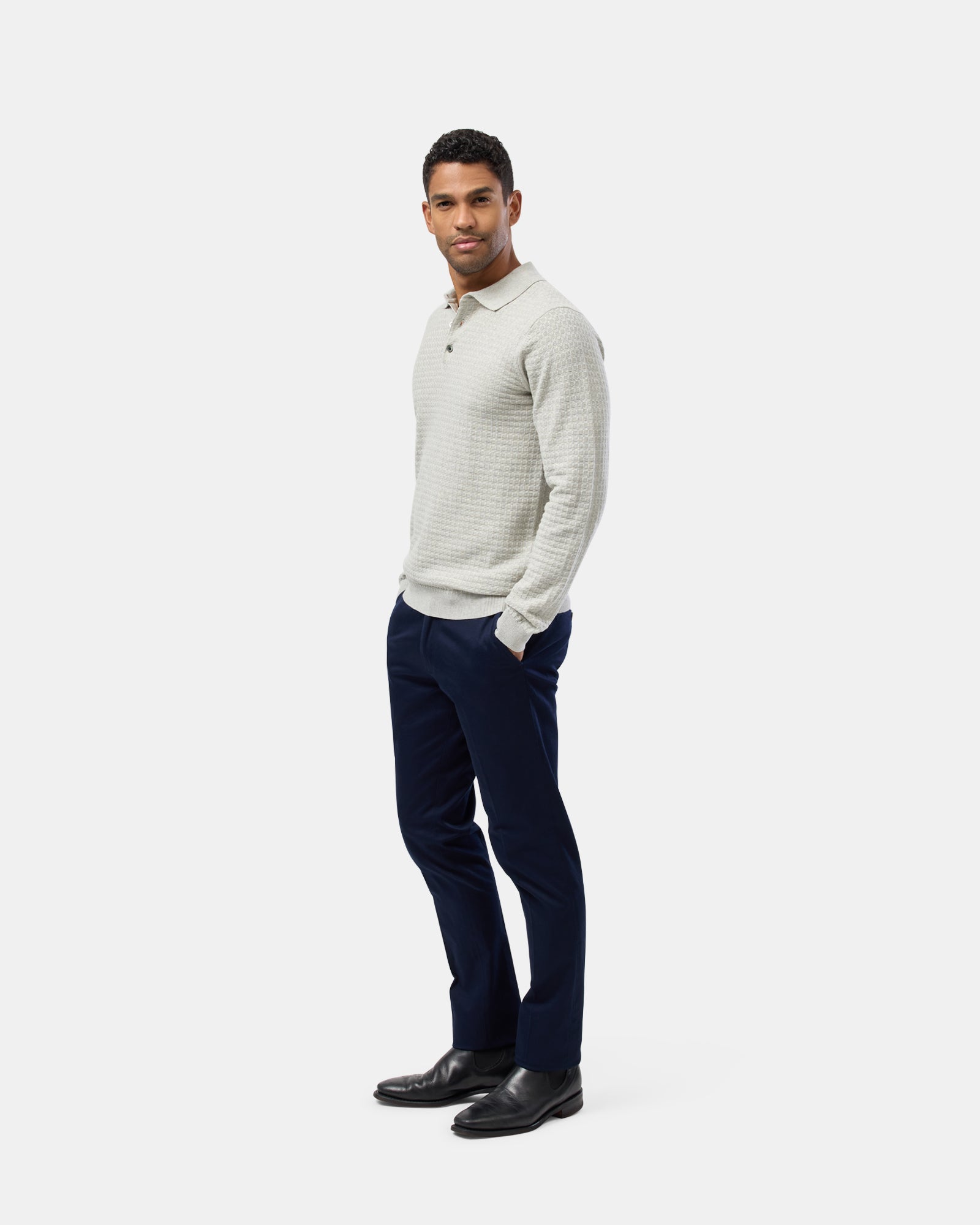Long Sleeve Knit Polo