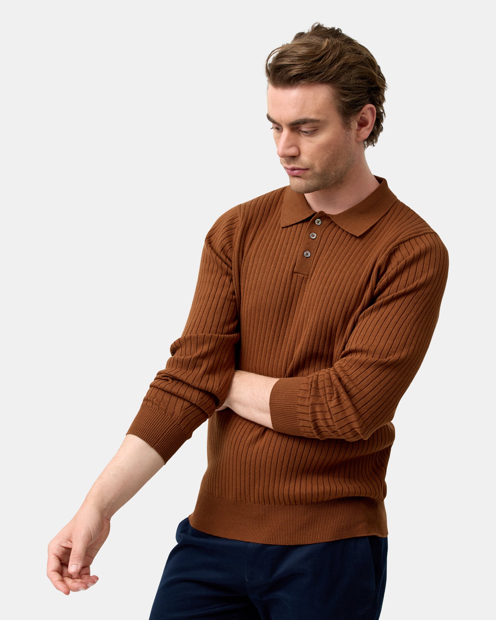 LONG SLEEVE POLO KNIT