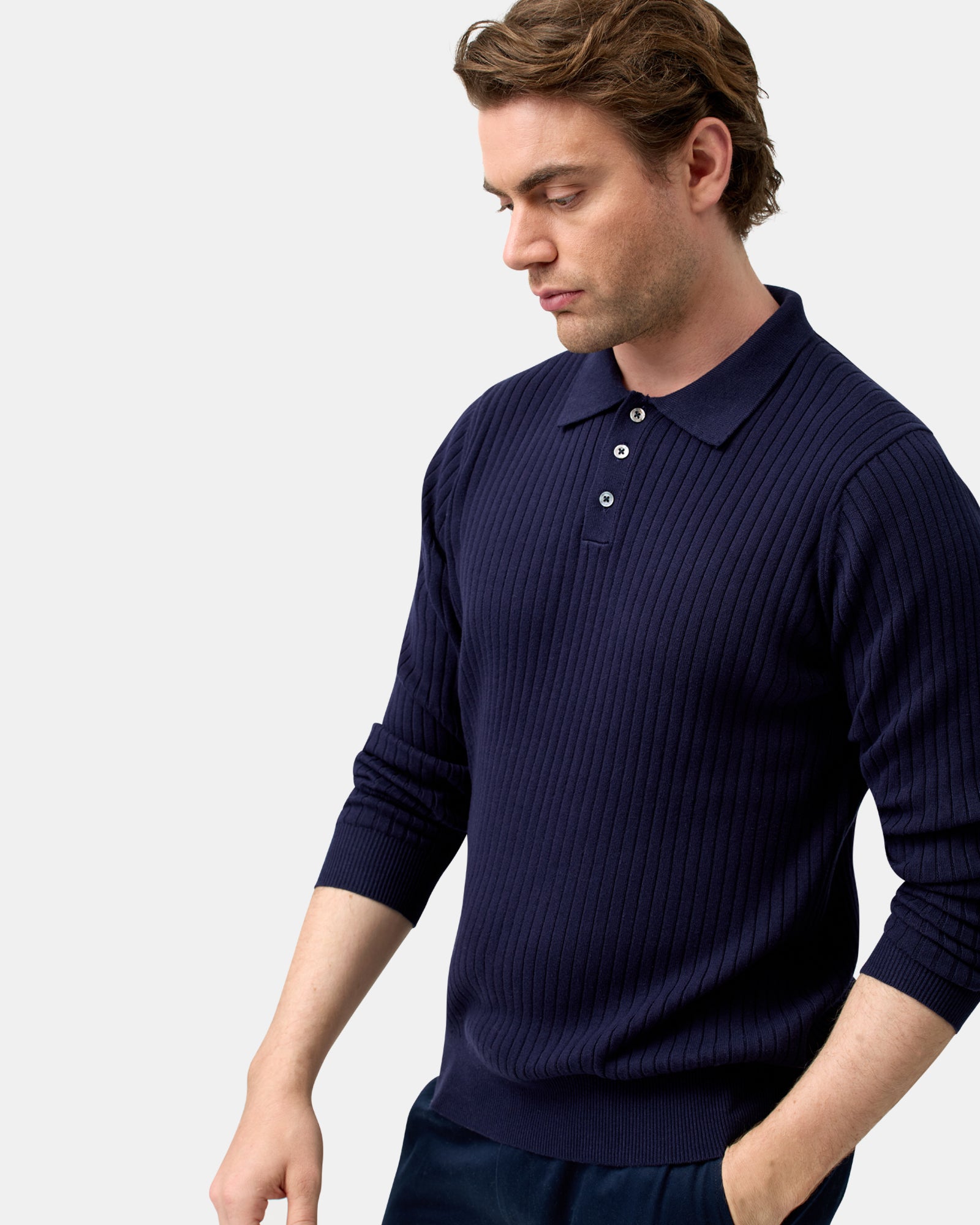LONG SLEEVE POLO KNIT