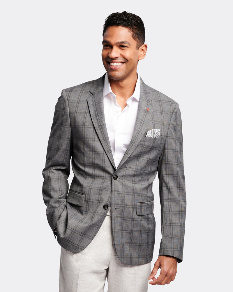 Textured Check Stretch Blazer