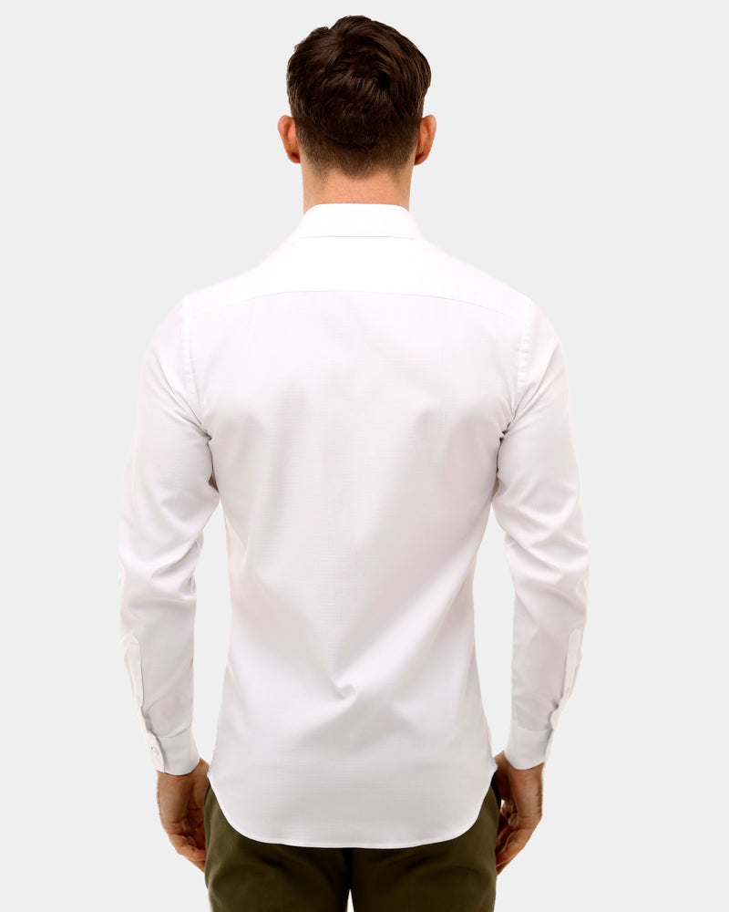 Textured Plain Slim Fit Dress Shirt