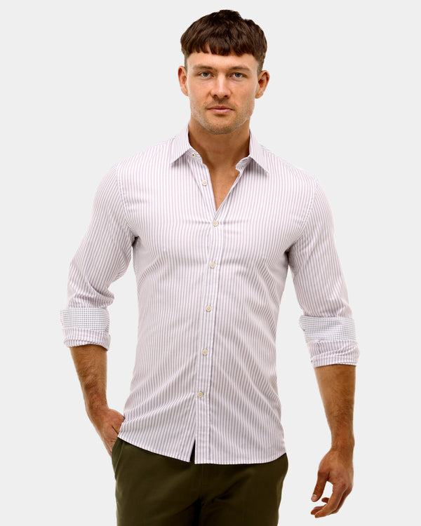 Textured Stripe Slim Fit Dress Shirt