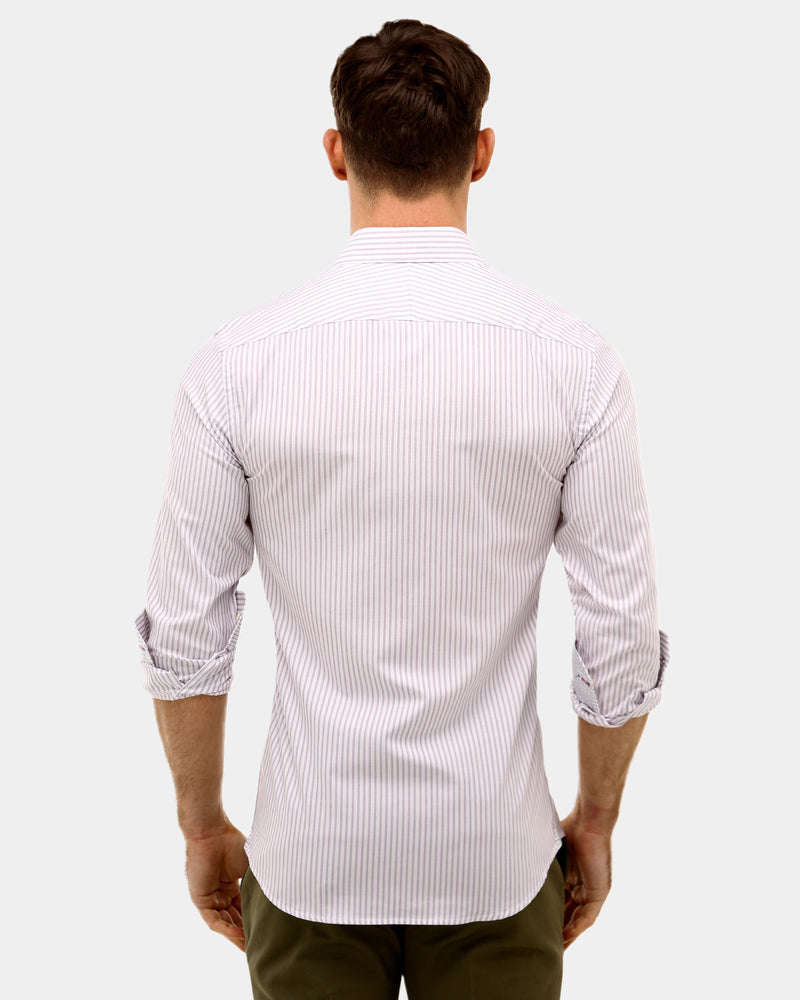Textured Stripe Slim Fit Dress Shirt