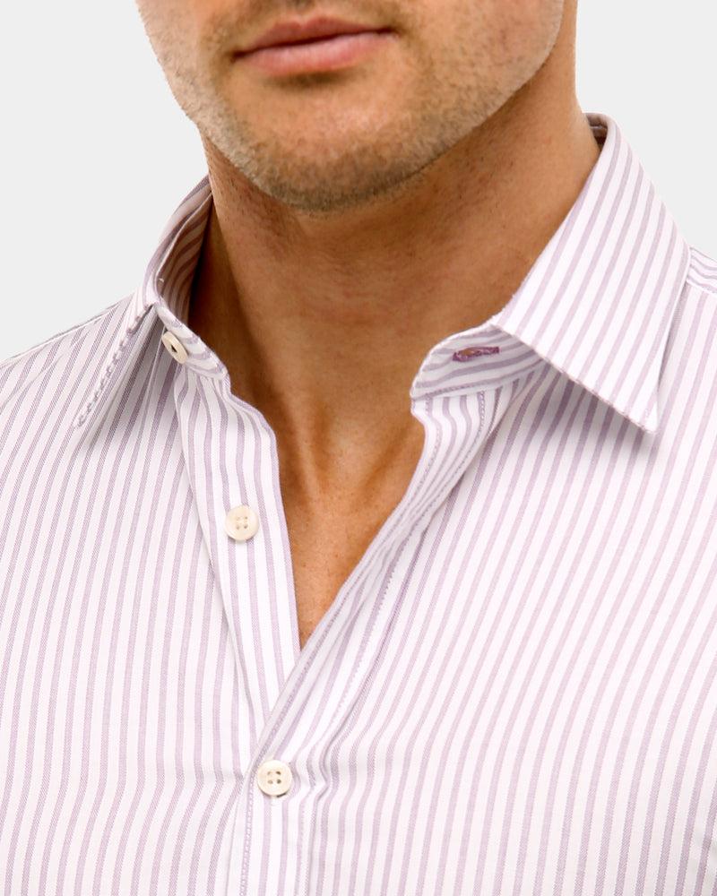 Textured Stripe Slim Fit Dress Shirt