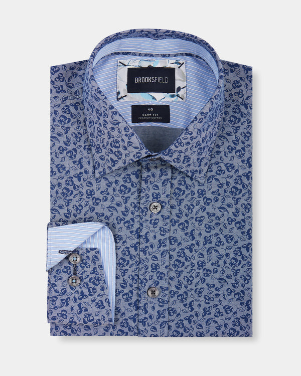 Tonal Print Slim Fit Dress Shirt