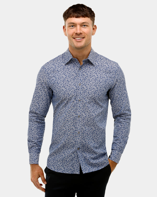 Tonal Print Slim Fit Dress Shirt