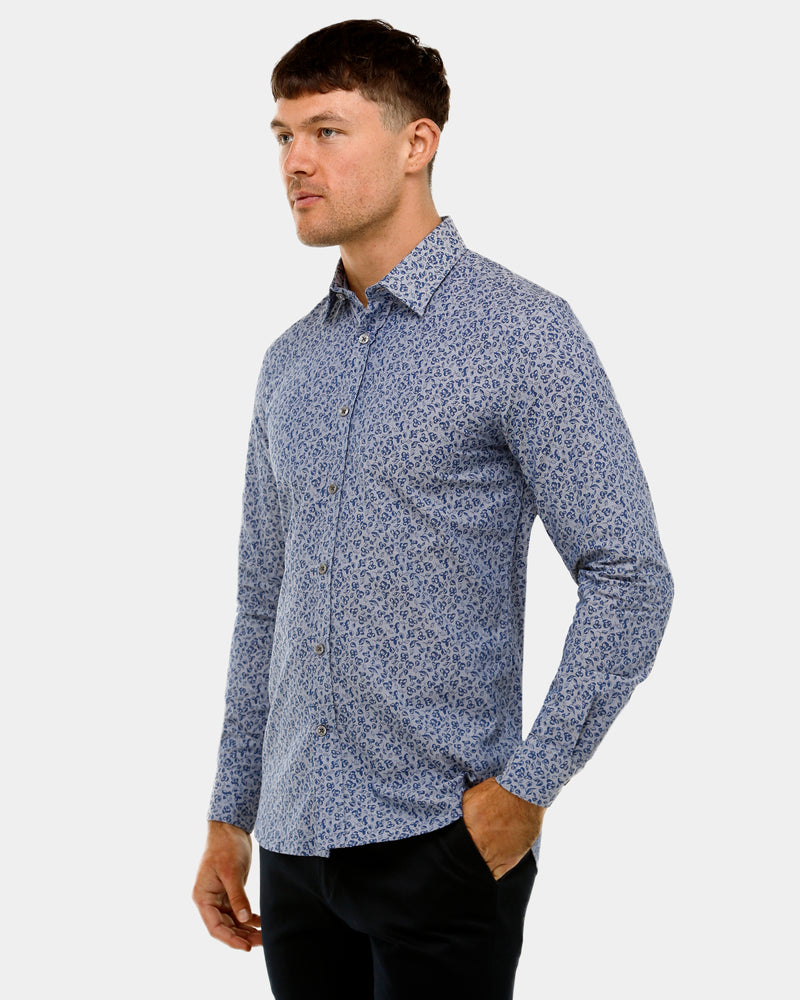 Tonal Print Slim Fit Dress Shirt