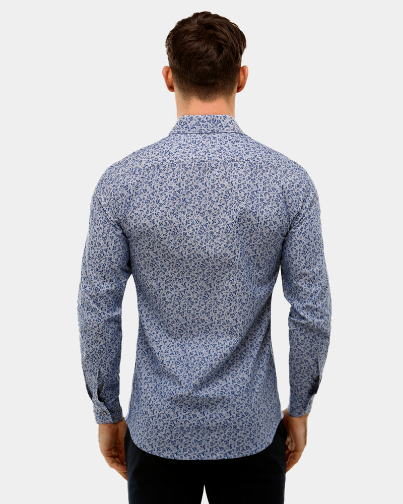 Tonal Print Slim Fit Dress Shirt