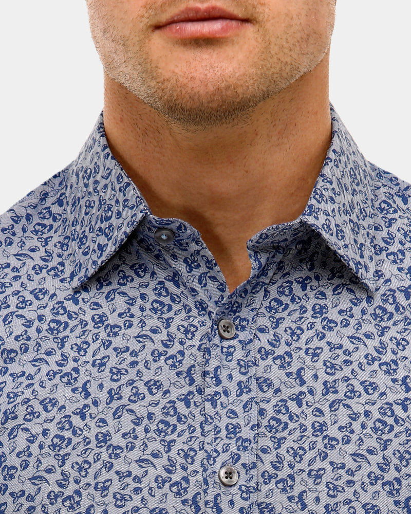 Tonal Print Slim Fit Dress Shirt