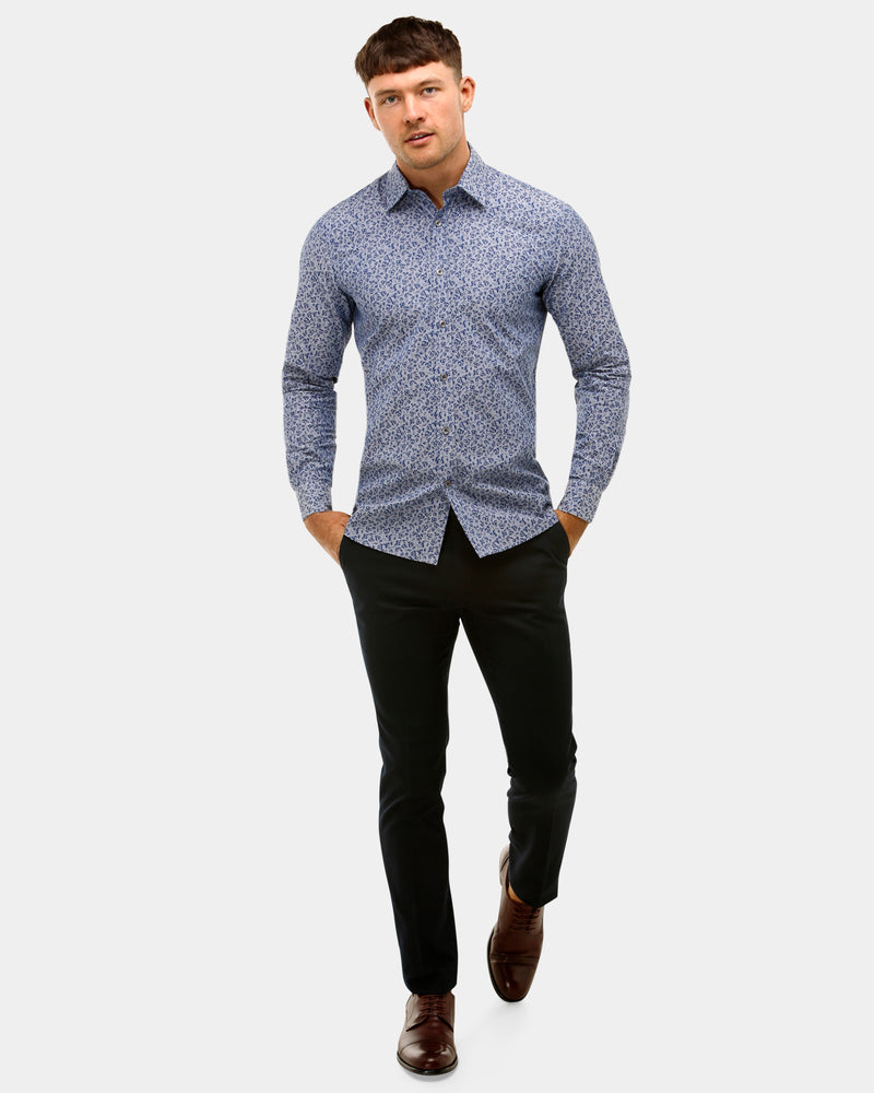 Tonal Print Slim Fit Dress Shirt