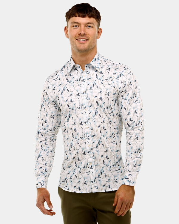 Water Colour Print Slim Fit Dress Shirt
