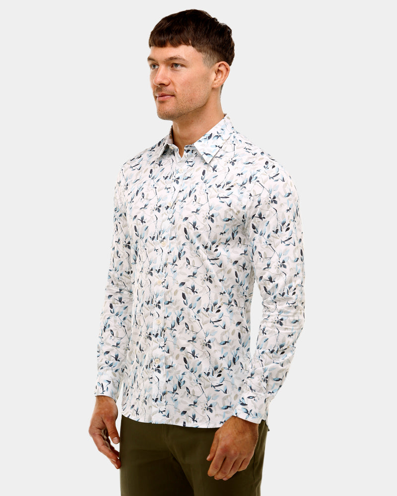 Water Colour Print Slim Fit Dress Shirt