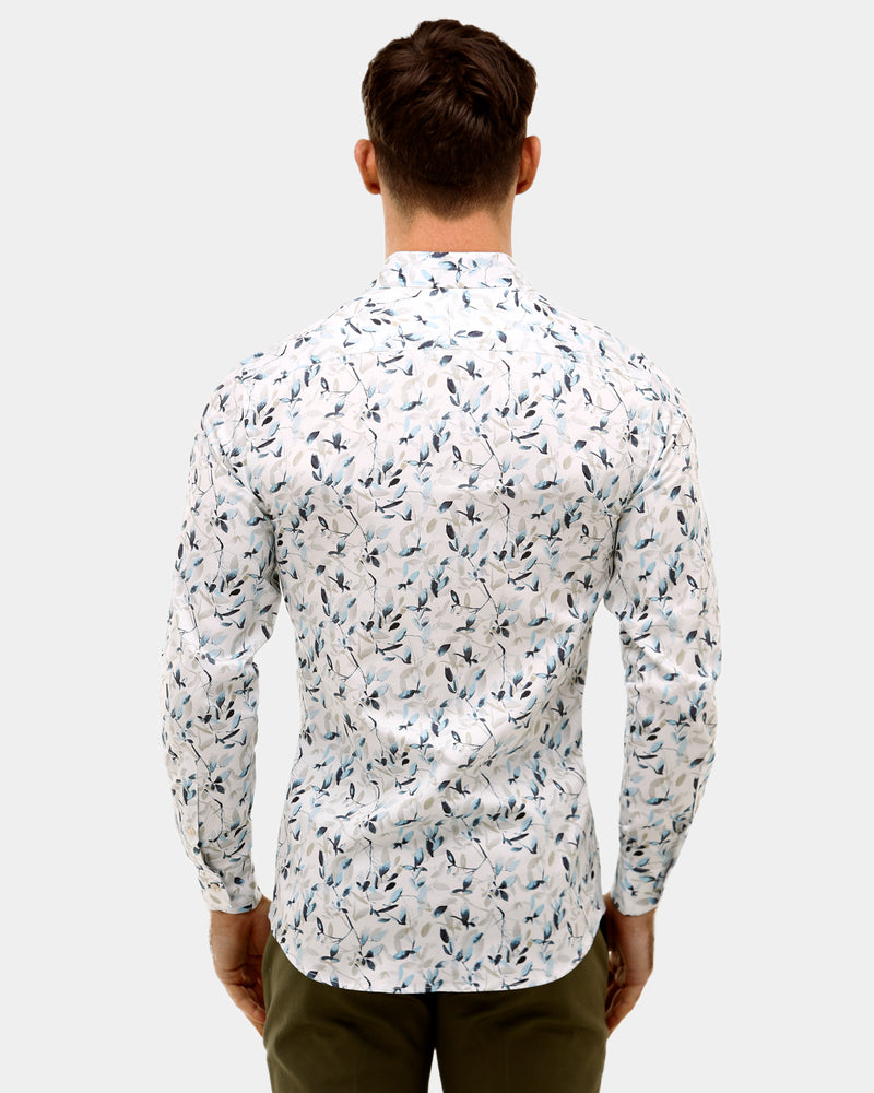 Water Colour Print Slim Fit Dress Shirt