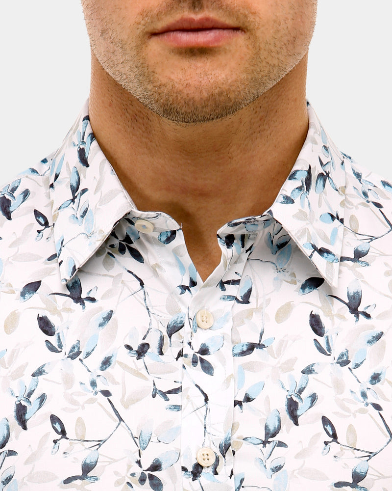 Water Colour Print Slim Fit Dress Shirt