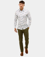 Water Colour Print Slim Fit Dress Shirt