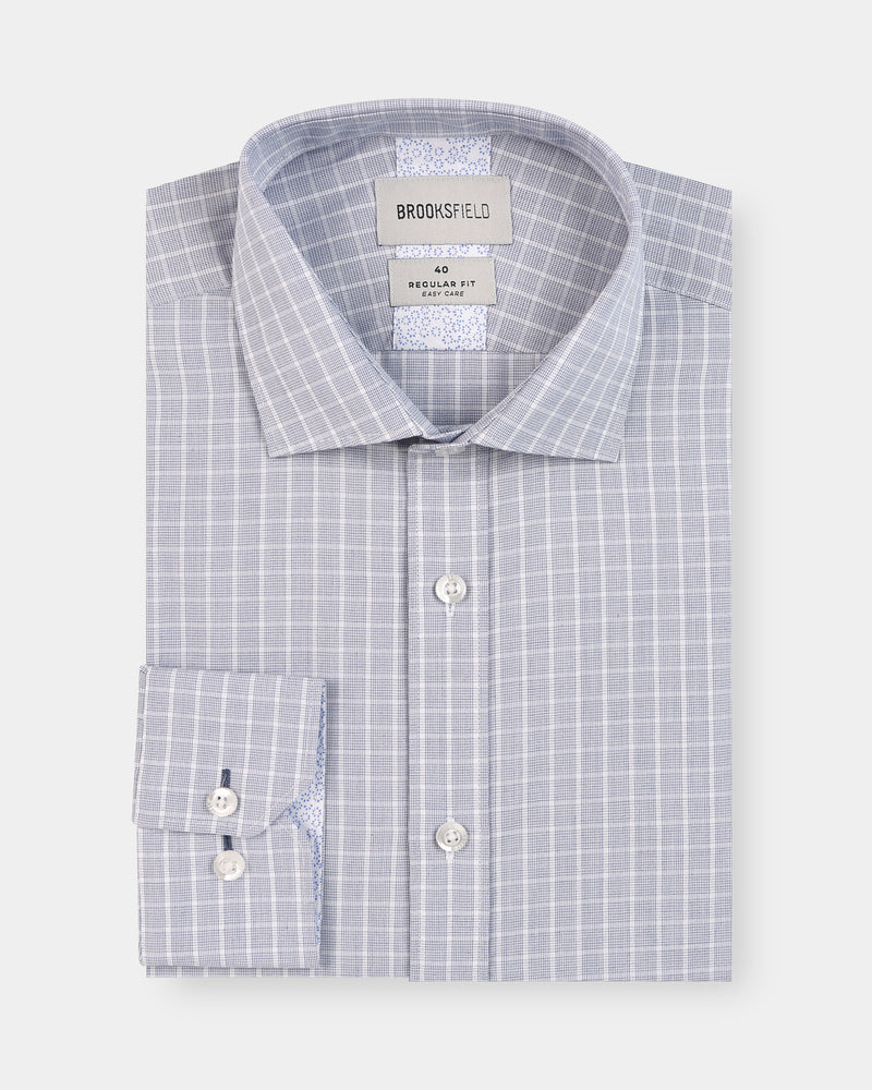 Textured Check Reg Fit Business Shirt