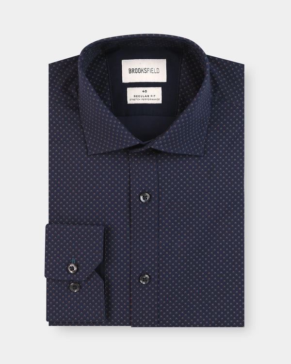 Two-Tone Print Reg Fit Business Shirt
