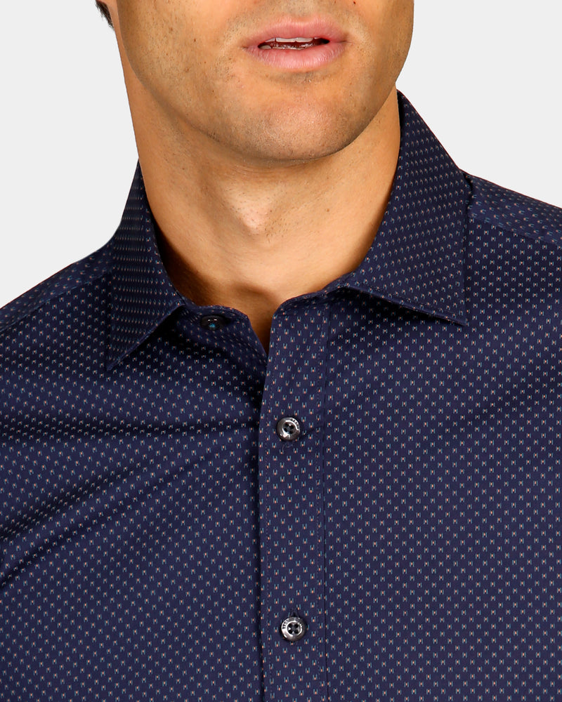 Two-Tone Print Reg Fit Business Shirt