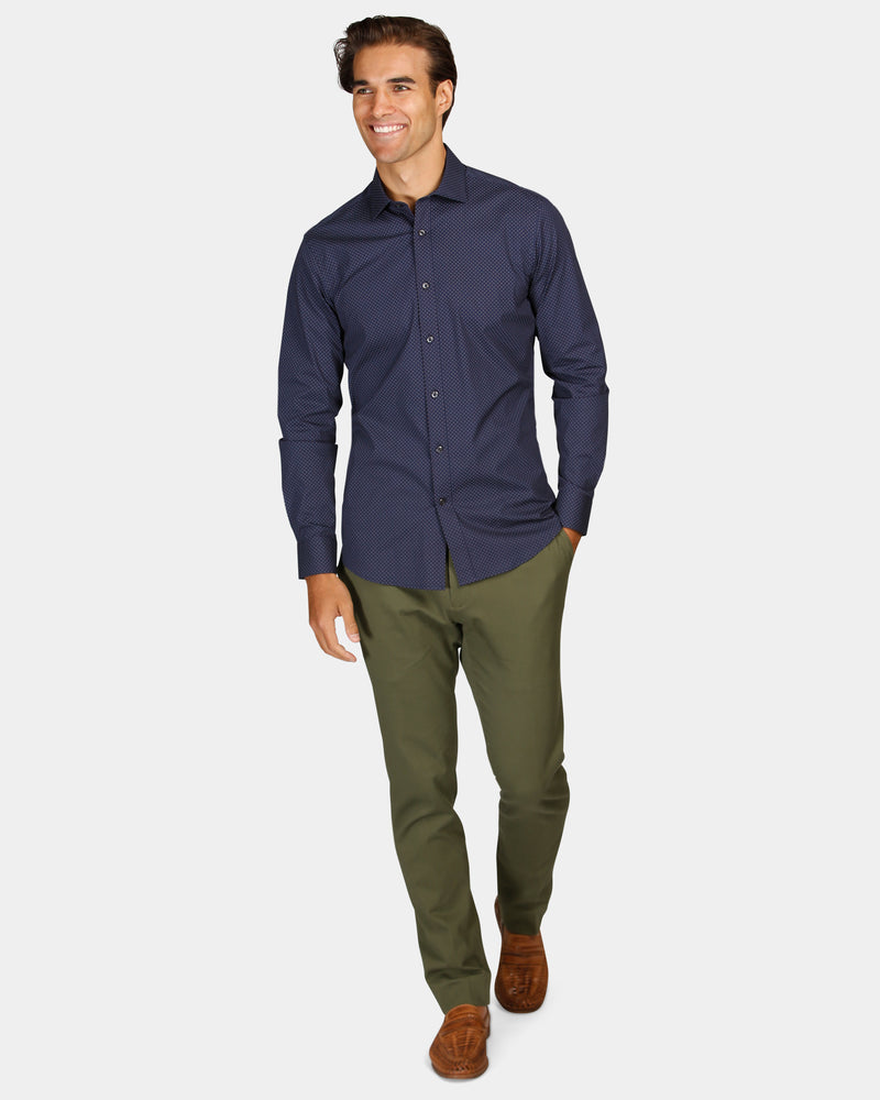 Two-Tone Print Reg Fit Business Shirt