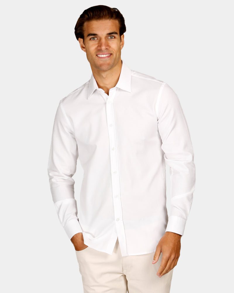 Textured Plain Slim Fit Dress Shirt