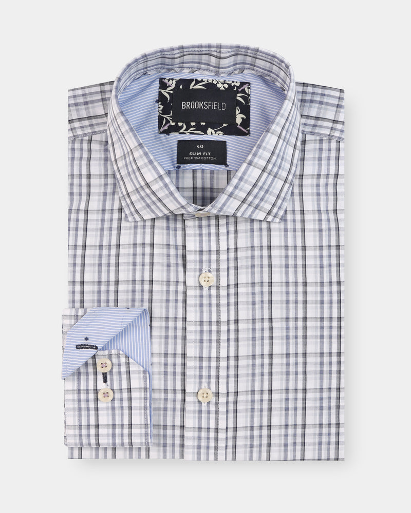 Textured Check Slim Fit Dress Shirt