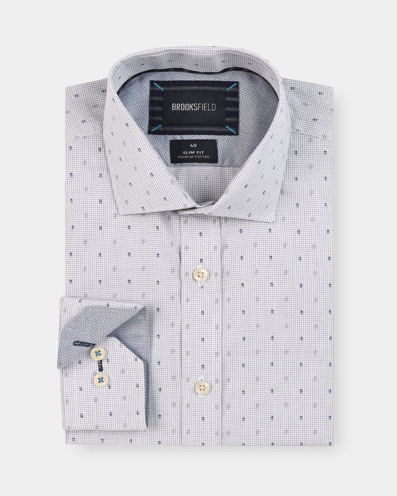 Motif Print Slim Fit Dress Shirt