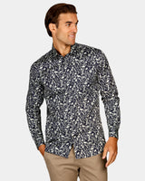 Abstract Floral Print Slim Fit Dress Shirt