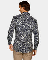 Abstract Floral Print Slim Fit Dress Shirt