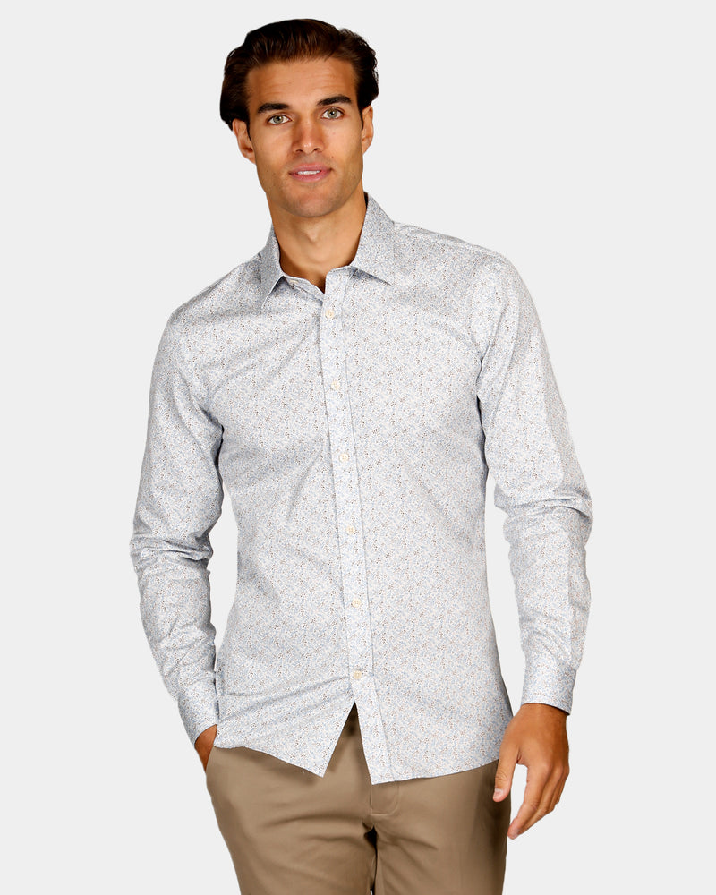 Leaf Print Slim Fit Dress Shirt