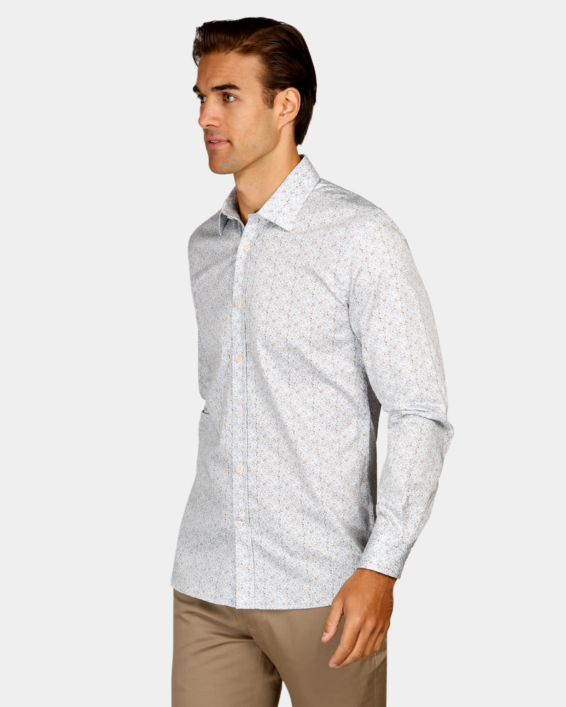 Leaf Print Slim Fit Dress Shirt