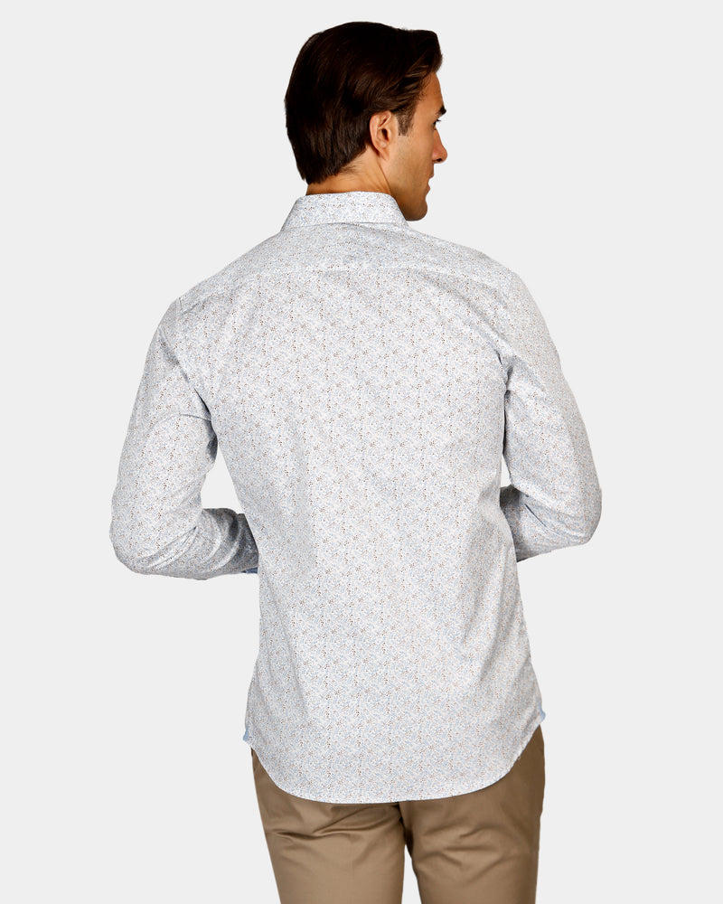 Leaf Print Slim Fit Dress Shirt