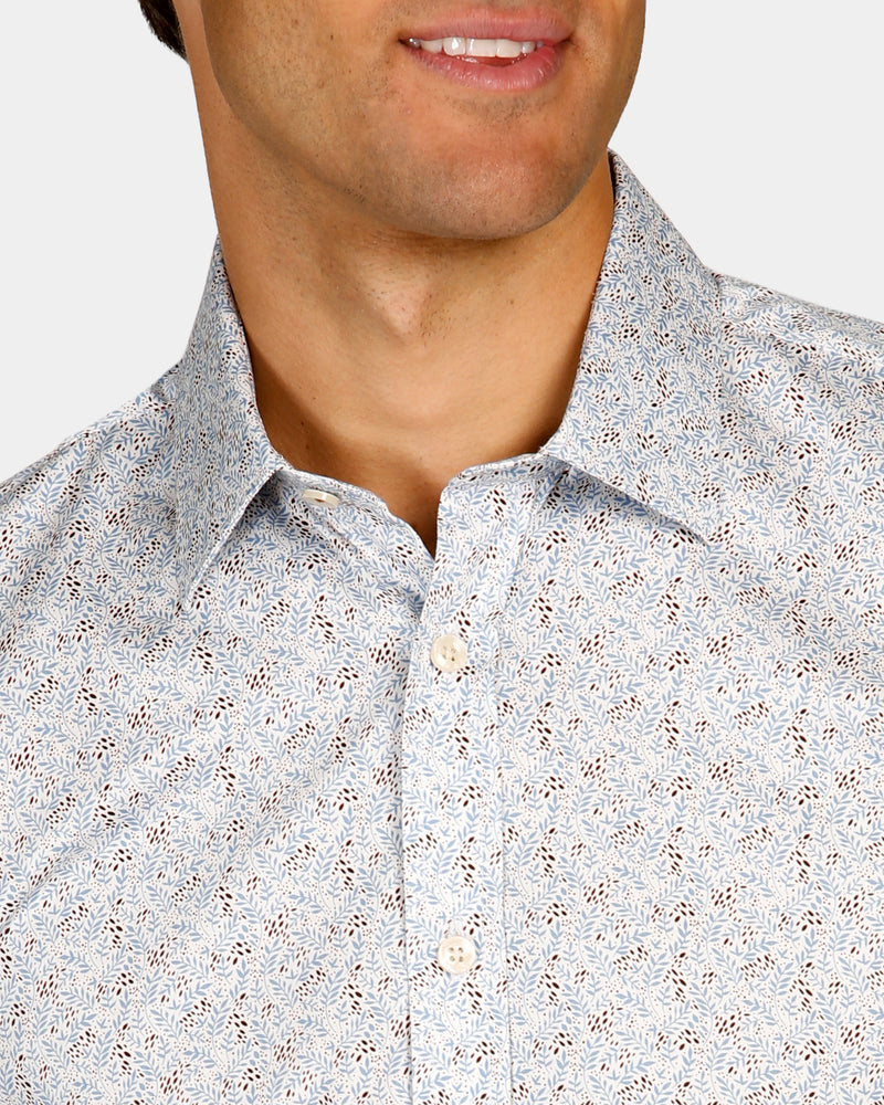 Leaf Print Slim Fit Dress Shirt
