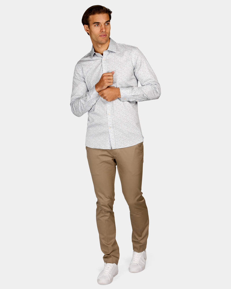 Leaf Print Slim Fit Dress Shirt