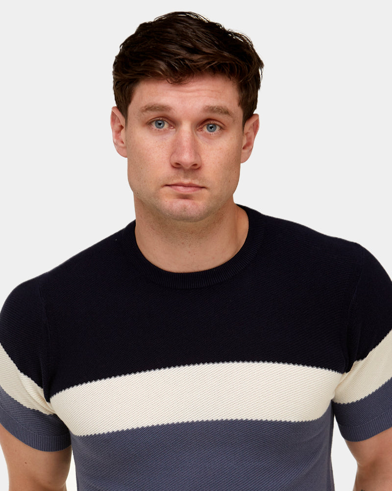 Color Block Knit T-Shirt
